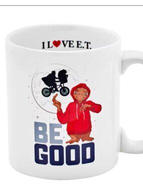 Official E.T. “Be Good” Coffee Mug, 11 oz White Ceramic Cup, I Love E.T. Design